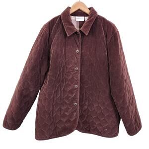 Alfred Dunner Womens Vtg Quilted Blanket Lined Barn Jacket Size 16 Brown Plaid